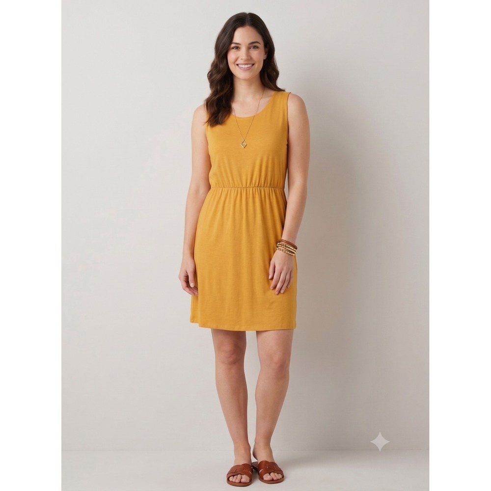 Twik Mustard Yellow Sleeveless Elastic Waist Jersey Mini Dress‎ Medium